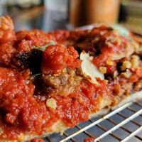 Vegan pan pizza. Grandma's Boy. at White Rabbit Gastropub in Frederick