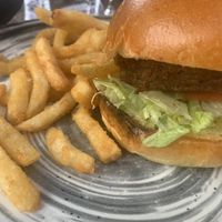 Impossible burger with regular fries   at White Rabbit Gastropub in Frederick