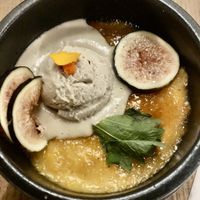 Pumpkin Crème Brûlée with Figs injected with cognac! Yummm!   at Fancy Plants Kitchen in Chicago
