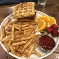 Chicken and waffles   at Fancy Plants Kitchen in Chicago