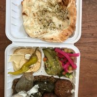 Vegan Plate (take out box) at Saj House in Bedford