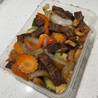 Crispy mock pork with cashew nuts  at Thai Redcliffe in Redcliffe