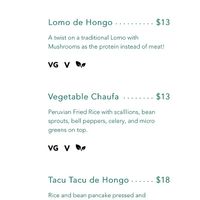 Vegan Dinner Menu at Sabor Peru in Caldwell