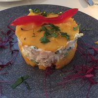 Causa Salad at Sabor Peru in Caldwell