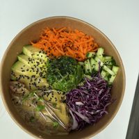 Watermelon (instead of tuna) poke bowl  at Fruit de la Vie Juice Co. in Winnipeg