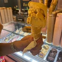 ‘Small’ Biscoff ice cream in a cone  at La Gelatiera - OXO Tower in South East London