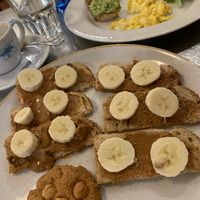 Peanut butter and banana toast and the hazelnut cookie (and my wife’s avocado toast with scrambled egg, can be ordered without egg for 1€ cheaper to make it vegan)  at Ben Caffè in Florence
