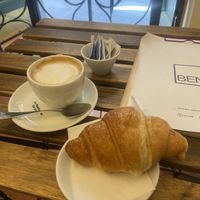 Oat cappuccino and vegan croissant for 3.50   at Ben Caffè in Florence