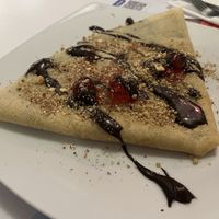 Vegan sweet crepe with dark chocolate, nuts, and sweet cherry  at Chocolat Cafe Creperie in Naxos