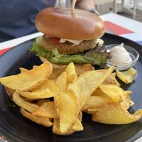 Vegan burger   at Chocolat Cafe Creperie in Naxos