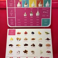 Snog menu at Snog Frozen Yogurt in South East London