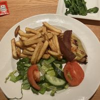 Hunters chicken, chips and salad   at The Steamboat in Skegness