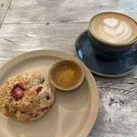 Strawberry and popped red scone with orange jam   at 14 South Lane in Hong Kong Island