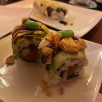 Vegan zalm rol close up  at Shinzo in Tilburg