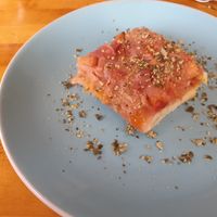 Rhubarb cake at Les Amants du Marche in Pau