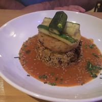 Galette champignons haricots rouges noisettes, sauce tomate-pruneaux, rosti aux echalottes  at Les Amants du Marche in Pau