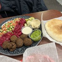 Falafel plate with schug sauce   at Milky Way in Pittsburgh