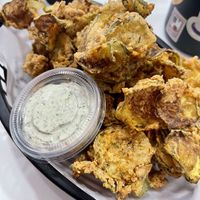 Fried pickles - large serving and the ranch is creamy and delicious!  at Nanas Kitchen in Chandler