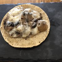 Mushroom taco- baby portion. Order the QUESADILLA instead    at Tiki Taco in Ibiza