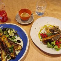 Zucchini dish and mushroom strudel at Br00m44 in Zagreb