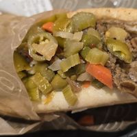 Spicy VEGAN beef sandwich vegan cheese at Buona in Chicago