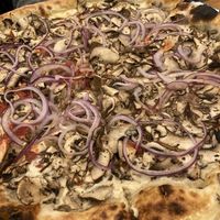 Shrooms with added red onion  at State of Mind in Los Altos