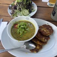 Vegan lentil curry with potato rostis and house saladd  at s'Wirtshaus am See in Friedrichshafen