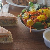 Chickpea melt at Rooted: Eat More Plants in Medford