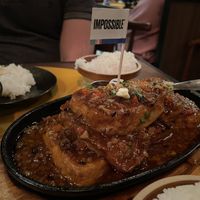 Pan fried sizzling tofu with impossible meat  at Chili Fagara 麻辣燙" in Hong Kong Island