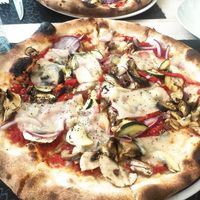 Vegan pizza (this time we brought our own Vegan cheese) at il Mago Restaurante Pizzeria Italiana in Lhospitalet De Llobregat