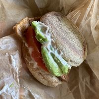 Breakfast sandwich on English muffin   at Karma Cream in Gainesville