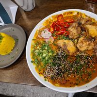 Comes with chips and rice!!! at Millie's in Belfast