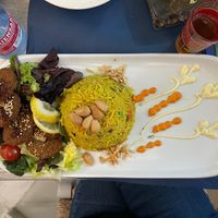 Falafel and rice with spices  at Restaurante Damasco in Cordoba