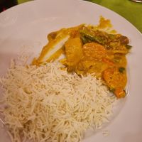 Vegetable korma and boiled rice at The Curry House in Benidorm