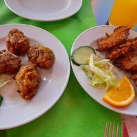 Onion bhaji and vegetable pakora at The Curry House in Benidorm