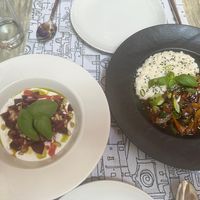 Wok Vegetables (vegan - right), Beetroot salad (not vegan - left) at Stara Loza in Dubrovnik