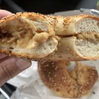 Everything Bagel with Delicious Vegan Spread at Goodies in Catskill