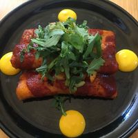 enchiladas in a great sauce at Tata Mezcaleria in Morelia