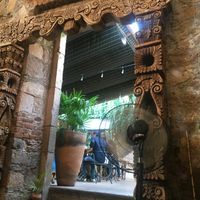 There are two different patios, this is a view from one to the other at Tata Mezcaleria in Morelia