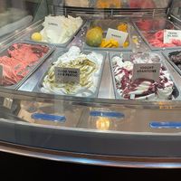 Lemon, mango, mixed berry, strawberry, coconut with pistachio, and dark chocolate   at L'enxaneta Gelats d'altura in Palafrugell