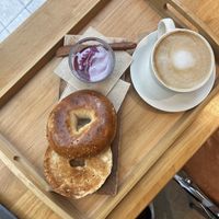 Bagel with blueberry cream cheese   at Coffee Doga Heritage - Ehwa branch 커피도가 헤리티지 이화점 in Seoul