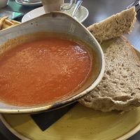 Tomatensuppe mit Brot  at Archive Coffee in Orkney Islands