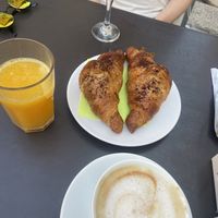 Caffe Shakerato, Cappucino, Orange juice and chocolate croissants  at Biolino in La Spezia
