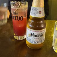 Strawberry spritz mocktail and modelo beer  at La Taquería - Castle St in Belfast