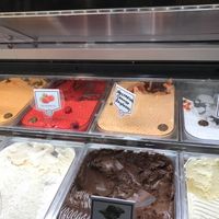 Orange, strawberry, nectarine, orange and raspberry, lemon and coconut vegan gelato at Cattarissimo in Kotor