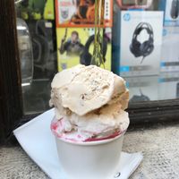 A heaping tower of delicious vegan gelato (yes, I eat this for breakfast every day!) at Cattarissimo in Kotor