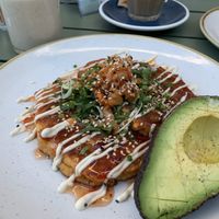 Kimchi vegan pancakes! at Little Fern in Barcelona