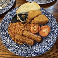 Vegan breakfast with quorn sausages  at The Arnold Machin in Newcastle-under-lyme