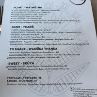 Food menu  at Owamni by The Sioux Chef in Minneapolis