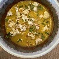 Corn chowder  at Owamni by The Sioux Chef in Minneapolis